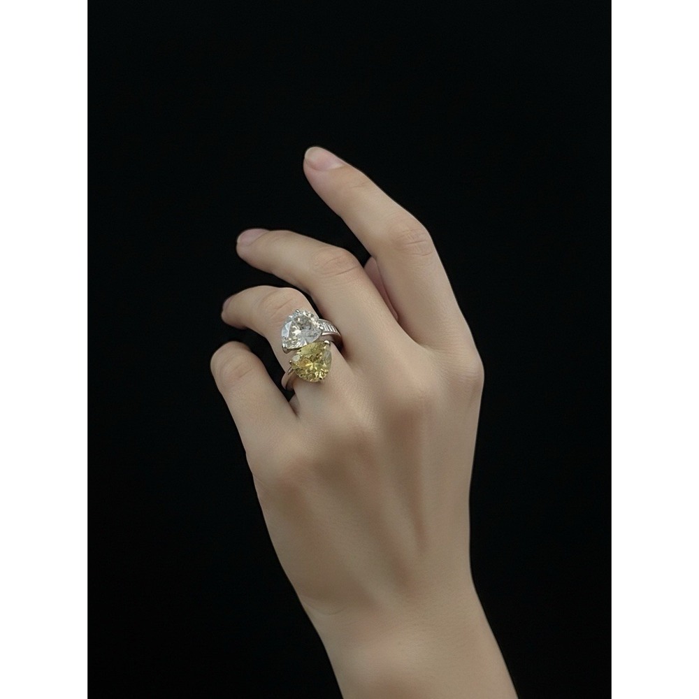 JTV JCL 9.25 Sterling Silver White Yellow CZ Diamonds Ring Size 5